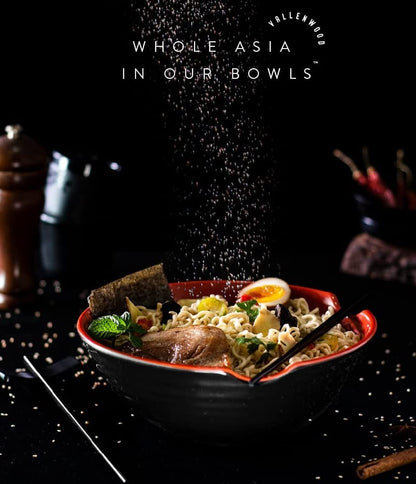 4 XL Ramen bowl set. 12 Pieces Pho Bowls. Asian Japanese soup. Utensil: Spoons and Chopsticks kit. Melamine, Large 52 oz. Noodles, Rice, Udon, Thai, Chinese, Korean, Udon, Wonton, Miso, 9 inch