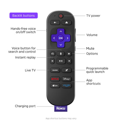 Roku Ultra - Ultimate Streaming Player - 4K Streaming Device for TV with HDR10+, Dolby Vision & Atmos - Bluetooth & Wi-Fi 6- Rechargeable Voice Remote Pro with Backlit Buttons - Free & Live TV