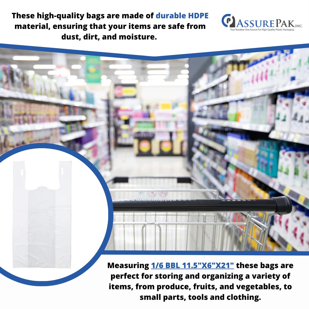 Plastic Bag-Standard White Plain T-Shirt Bag 11.5"x6.5"x21.5" 15 mic - 1000 bags/case