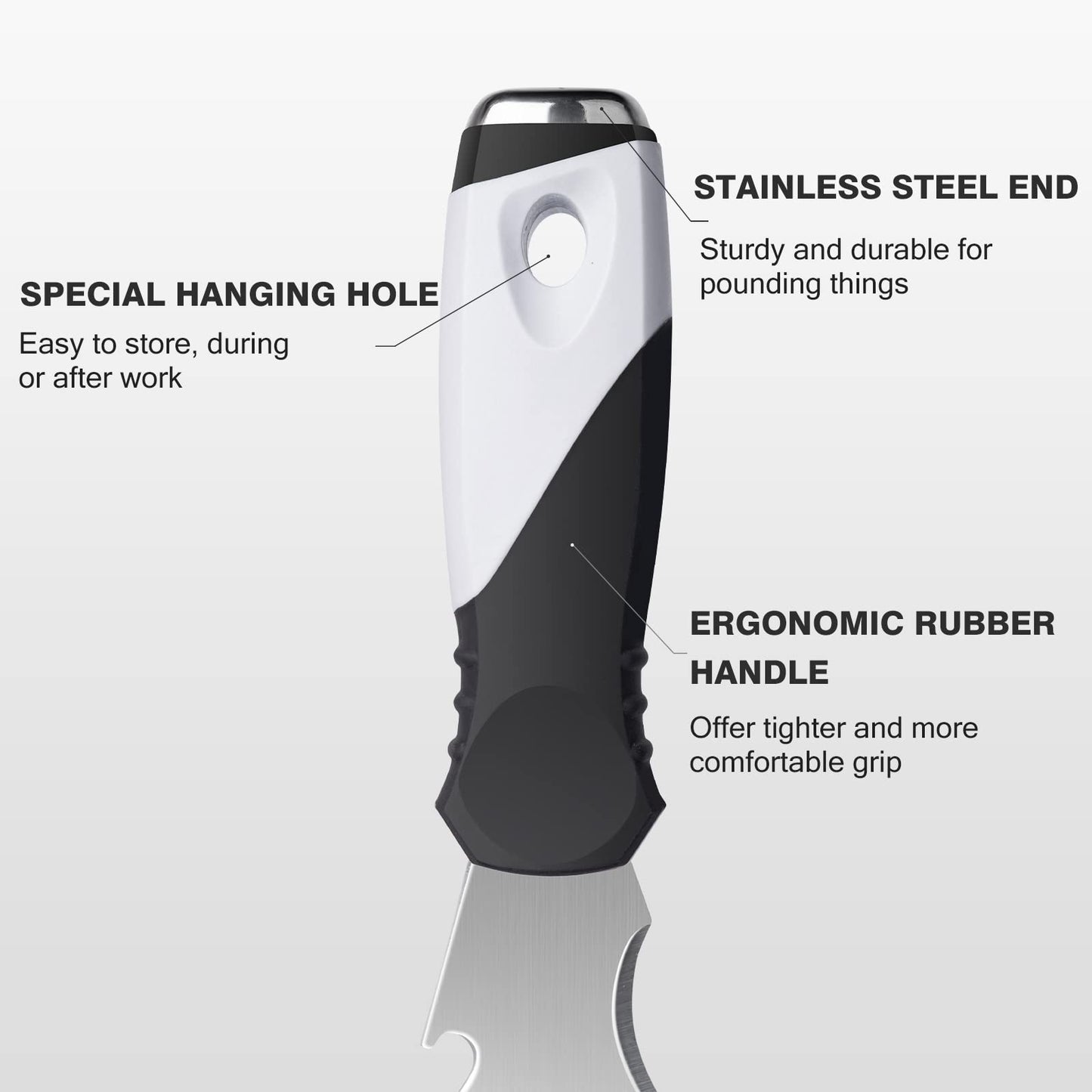 Mister Rui 10 in 1 Putty Knife - Multi Use Painters Tool, Taping Knife, Paint & Metal Scraper with Hammer End, Razor Blade Spackle Tool