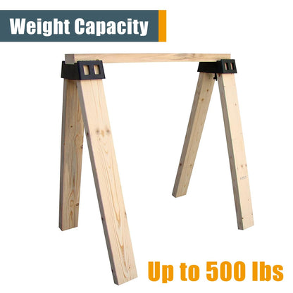 POWERTEC Sawhorse Brackets, Set of 2 Saw Horse Brackets w/ 500Lbs Capacity, Heavy Duty Brackets for Use with 2x4 Lumber, Construction Tools for Carpenter, Contractors (71026V)