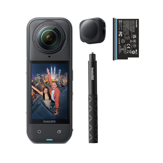 Insta360 X5 Starter Bundle - Waterproof 8K 360° Action Camera, Leading Low Light, Invisible Selfie Stick Effect, Rugged & Replaceable Lens, 3-Hour Battery, Clear Audio, Stabilization