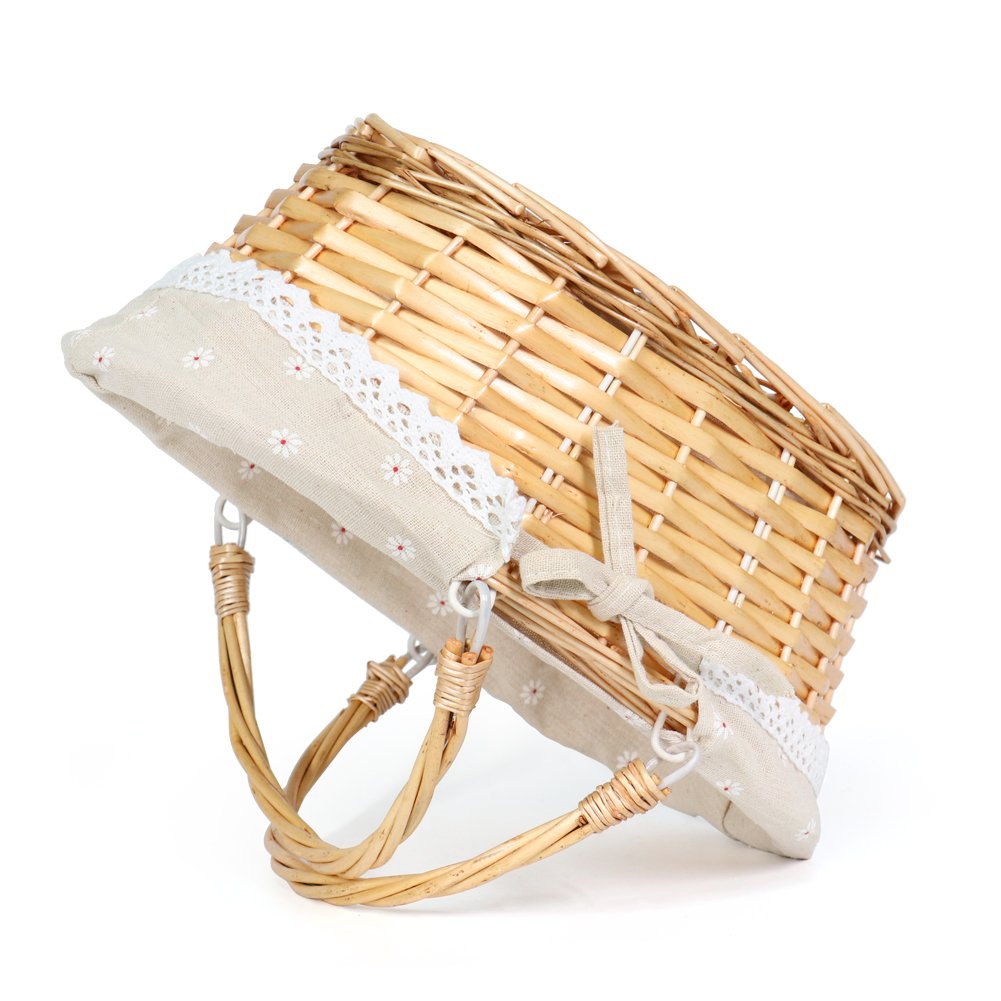 MEIEM Wicker Gift Baskets Empty Oval Willow Woven Picnic Cheap Easter Candy Storage Wine Basket with Handle Egg Gathering Wedding Basket (Natural)