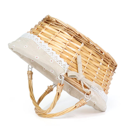 MEIEM Wicker Gift Baskets Empty Oval Willow Woven Picnic Cheap Easter Candy Storage Wine Basket with Handle Egg Gathering Wedding Basket (Natural)