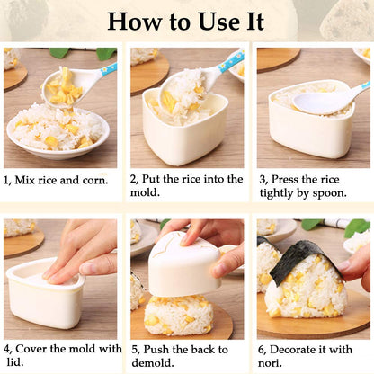 Onigiri 2 Pieces Rice Ball Mold Makers, Triangle Sushi Mold for Japanese Boxed Meal Children Bento by HAGBOU (Beige)