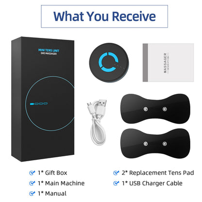 Mini Massager,Rechargeable Intelligent TENS Unit Muscle Stimulator for Pain Relief - FSA or HSA Eligible Deep Tissue EMS Massager Management for Back, Neck, Arm Electronic Pulse Machine