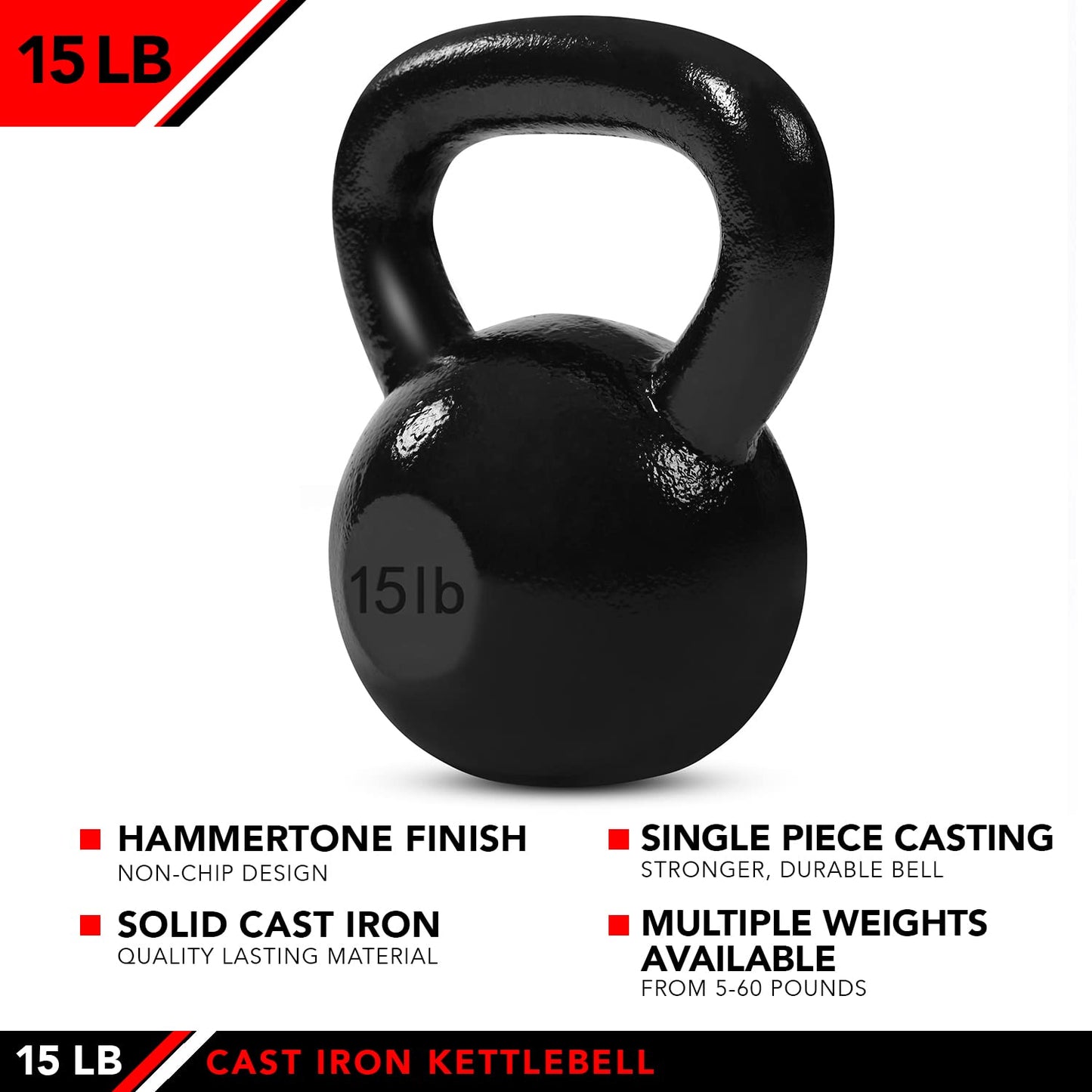 JFIT Kettlebell Weights Cast Iron, 15 LB