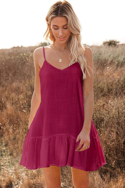 OLYCN Womens Summer Swimsuit Cover Up Loose Sleeveless Bkini Coverups Casual Cami Beach Dress Hot Pink