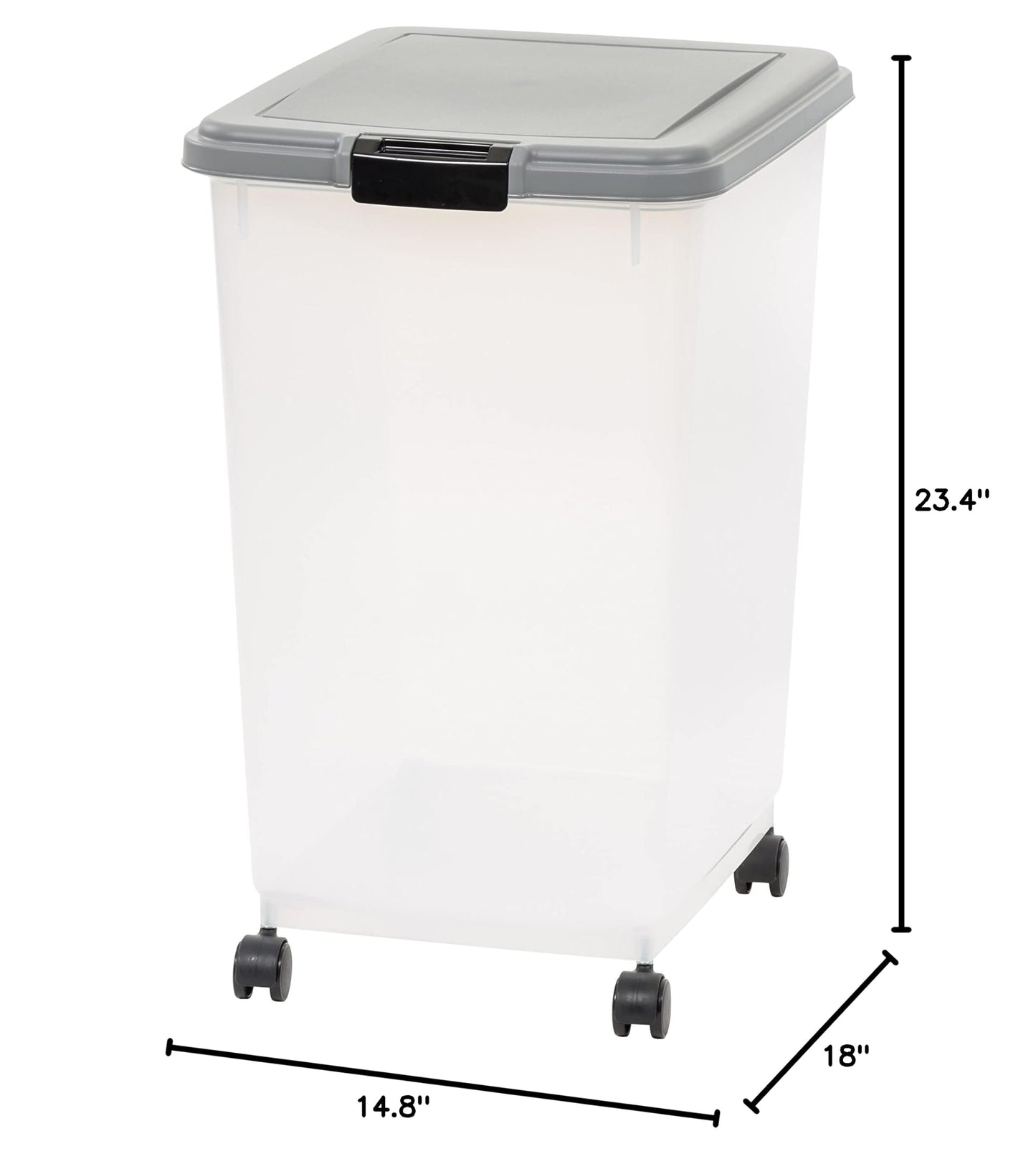 Amazon Basics Airtight Dog Food Storage Container with Scoop and Wheels, 69 QT, Gray