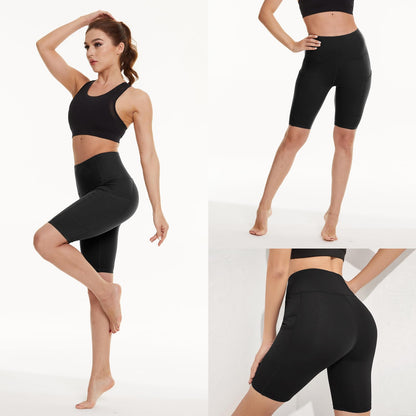 3 Pack Biker Shorts for Women – 8" Black High Waisted Tummy Control for Gym Workout Athletic Cheerleading Yoga