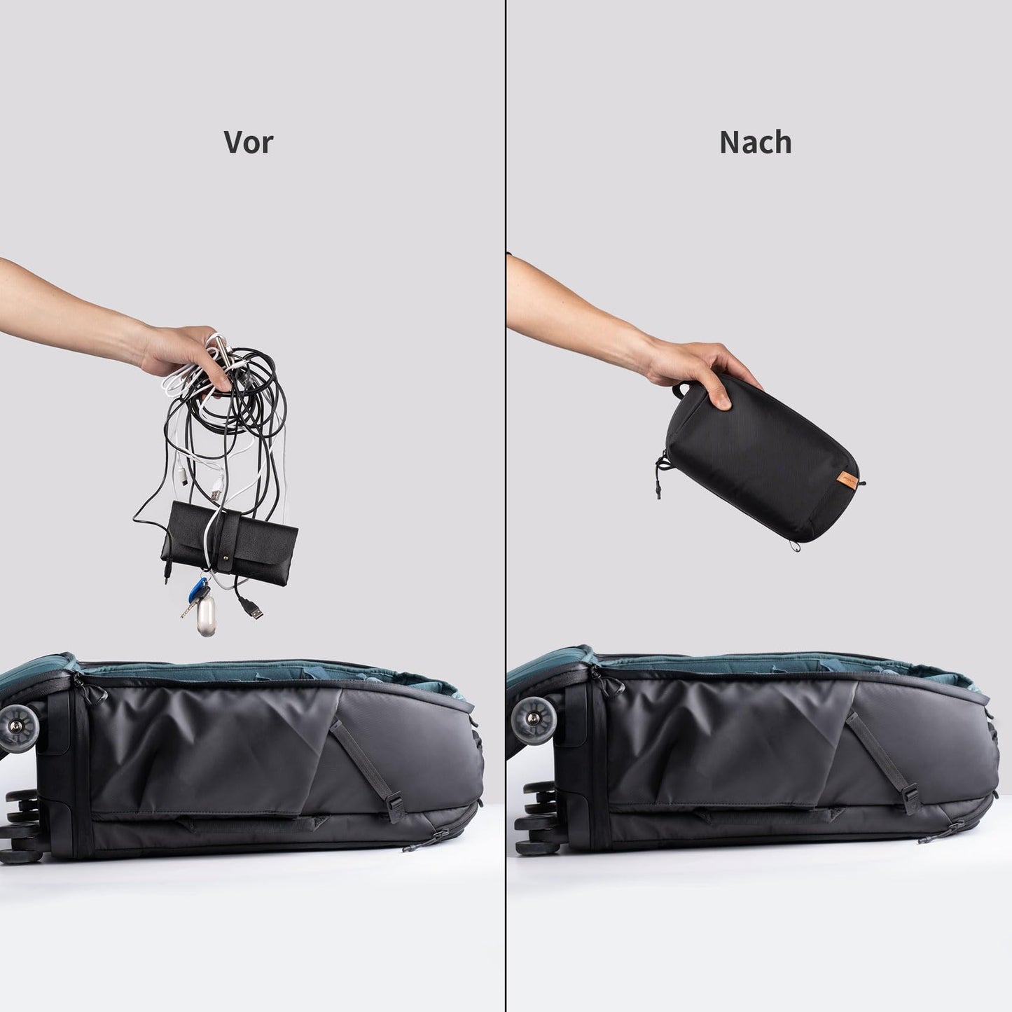 PGYTECH Travel Tech Organizer, Waterproof Tech Pouch, Electronics Accessories Organizer Travel Carrying Case, Organizer Bag for Cables, Cord, Phone Batteries, Charger,Photography SD Card, Black