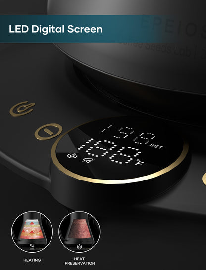 INTASTING Electric Kettles, Gooseneck Electric Kettle, ±1℉ Temperature Control, Stainless Steel Inner, Quick Heating for Pour Over Coffee, Brew Tea, Boil Hot Water, 1500W/0.9L (Ebony Black)