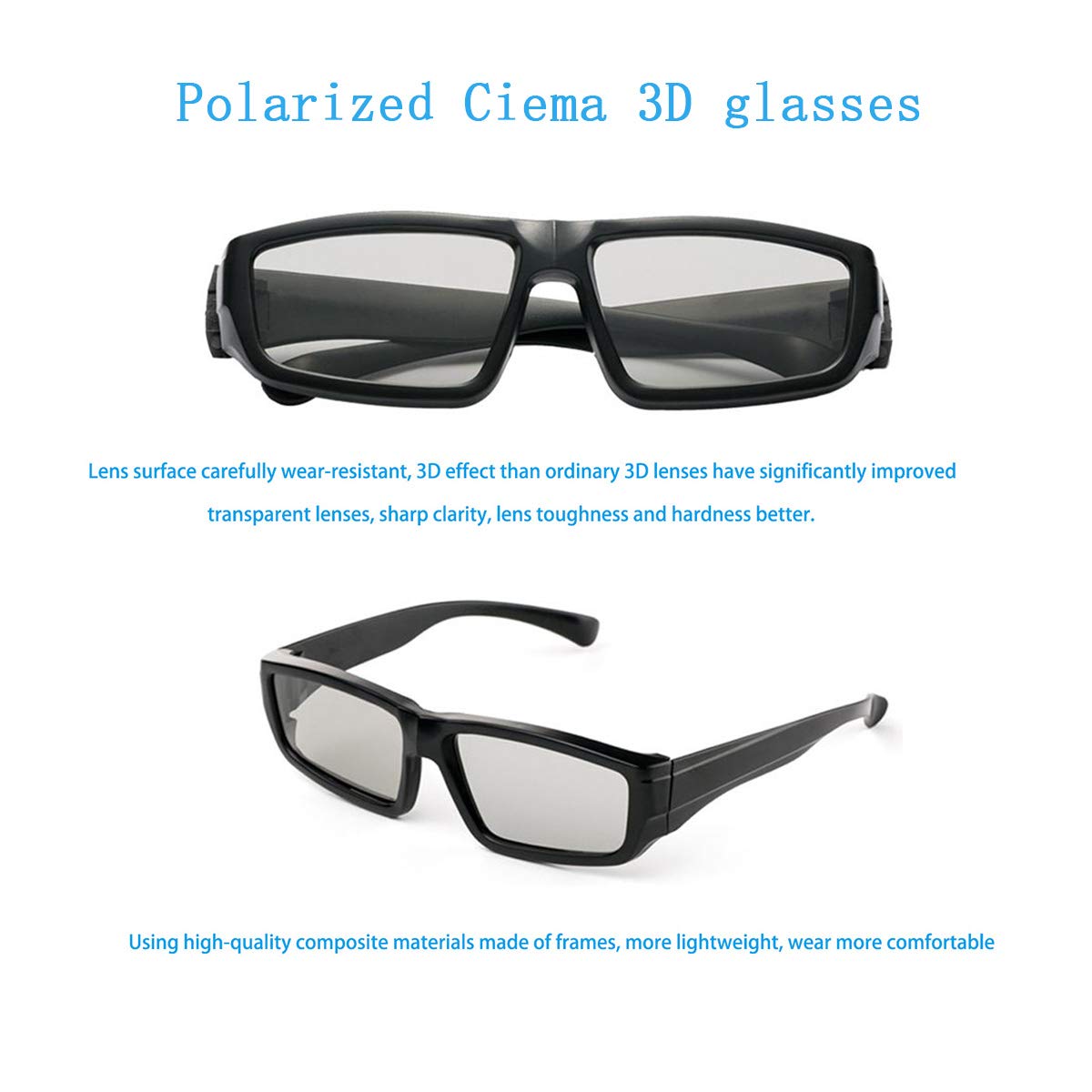 4 Pack Passive Circular Polarized RealD 3D Glasses for Cinema and Passive 3D TVs Projectors, Note: Does Not Work with Active 3D TVs Projectors