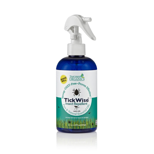 3 Moms Organics TickWise 8oz, Made with All Natural Essential Oils, DEET-Free, Tick and Insect Repellent, Plant Based Essential Oils, All Natural Ingredients Great for Adults, Kids, Dogs & Horses