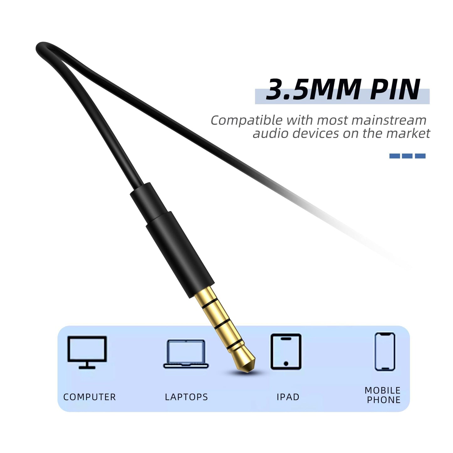 MORMOQUE EP-06 Wired Earbuds in-Ear Earphones,Build-in Microphone Noise Isolating Headphones,3.5mm Jack 4.9ft Long Cord Ear Buds,HD Bass Audio,with 6 Ear Tips,for Smartphones/Laptop/Computer Etc-Black