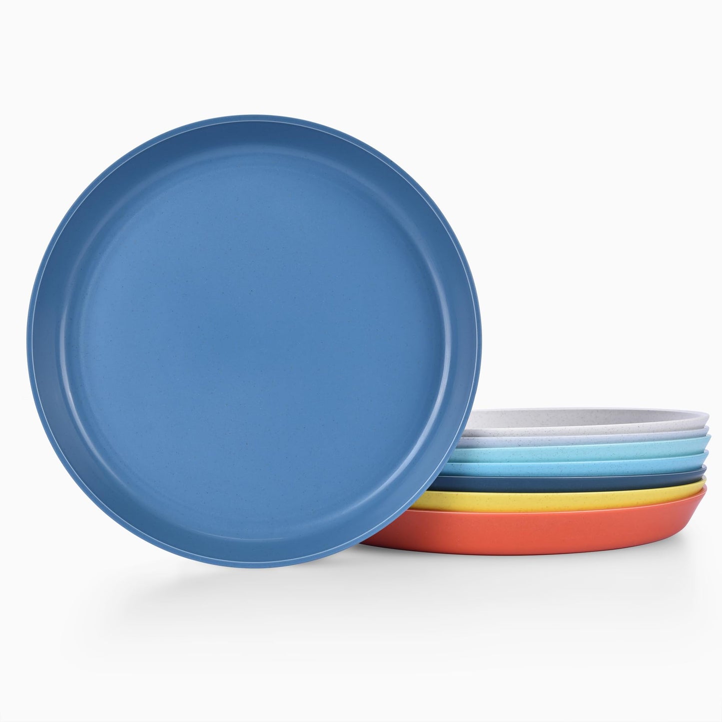 9 Inch Dinner Plates Set of 8 - BPA-Free Wheat Straw & Plastic Plates Lightweight Plate for Dessert,Pasta BPA Free, 8 Colors