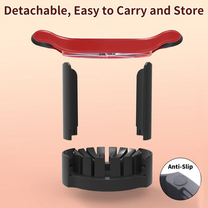 OOKUU Apple Slicer Corer, [Large Size] 8-Blade Heavy Duty Apple Cutter with Base, [Upgraded] Cut Apples All The Way Through, Stainless Steel Ultra-Sharp Blade, Fruit & Vegetable Divider, Wedger, Red