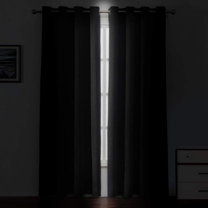 LEMOMO Blackout Curtains 52 x 84 inch Black Curtains Set of 2 Panels Thermal Insulated Room Darkening Bedroom Curtains
