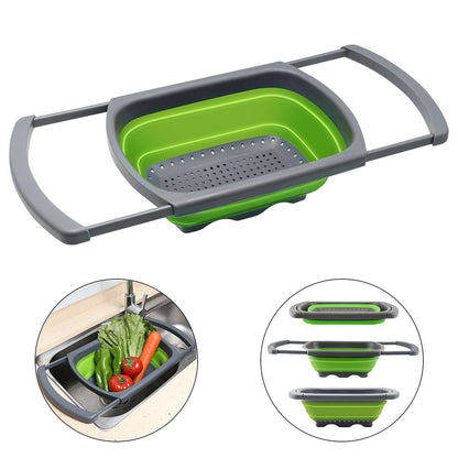 Qimh Colander collapsible, Colander Strainer Over The Sink Vegetable Fruit Strainer Basket (6 Quart) with Extendable Handles, New Kitchen Essentials