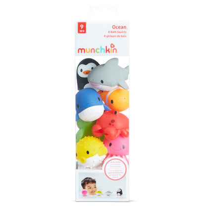 Munchkin Baby Bath Toy Squirts for Babies and Toddlers 9 Months and Up, Ocean Sea Animals Squirters, 8 Pack