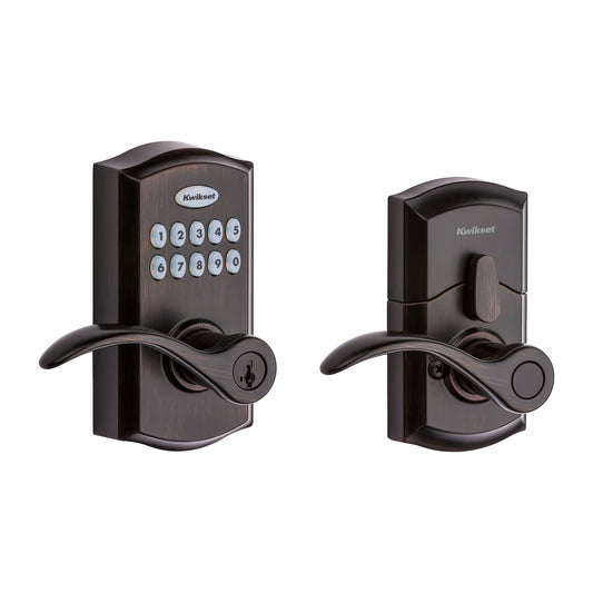 Kwikset SmartCode 955 Pembroke Light Commercial 10-Button Keypad Electronic Lever, Featuring Convenient Keyless Entry, 3-Year Batter Life and High Traffic Durability Venetian Bronze