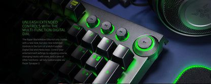 RAZER BlackWidow Elite: Esports Gaming Keyboard - Multi-Function Digital Dial with Dedicated Media Controls - Ergonomic Wrist Rest - RAZER Green Mechanical Switches (Tactile and Clicky) (Renewed)