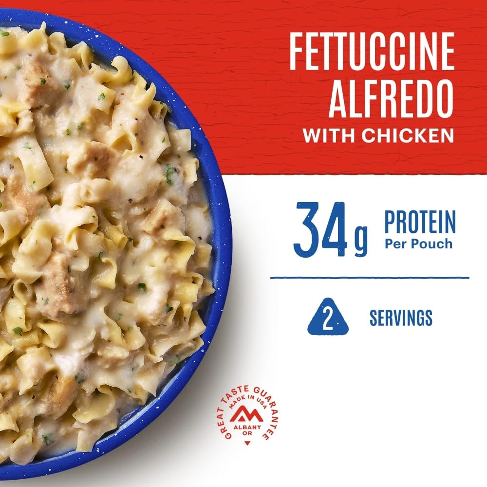 Mountain House Fettuccine Alfredo with Chicken | Freeze Dried Backpacking & Camping Food | 2 Servings