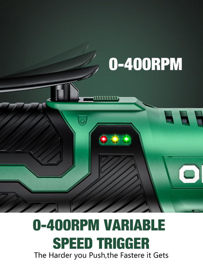 KIMO Cordless Electric Ratchet Wrench Set, 40 Ft-lbs, 400 RPM, 12V Cordless Ratchet Wrench 3/8" w/ 60-Min Charger, 7 Sockets, 1/4" adapter, 2-Pack 2000mAh Lithium-Ion Batteries, Variable Speed Trigger