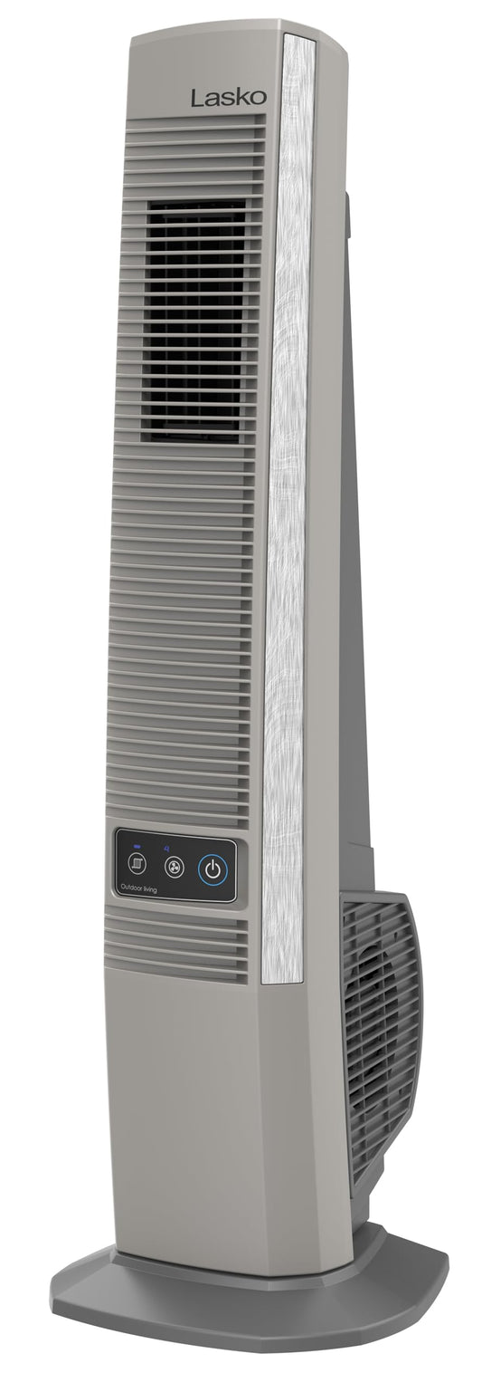 Lasko Outdoor Living Oscillating Tower Fan, for Decks, Patios and Porches, 10 Foot Power Cord, 4 Refreshing Speeds, 42", Beige, YF202