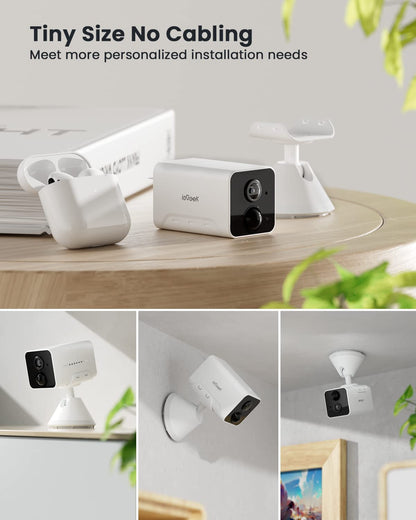 ieGeek Wireless Indoor Cameras for Home Security, Mini Battery WiFi Camera Indoor 1080P, 2-Way Audio, Motion Sensor Alarm, Phone APP, for House/Baby Monitor/Pet Camera,Compatible with Alexa, 2 Pack