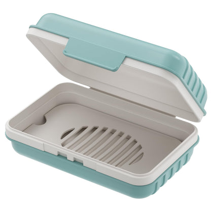 Quatish Bar Soap Holder Dish 1 Pack for Shower, Travel Soap Case with Lid for Gym, Camping Essentials, Hiking, Travel Size Toiletries, Portable, Leakproof, Blue