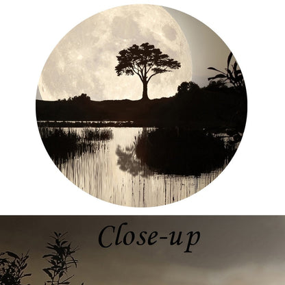 KREATIVE ARTS - 4 Pieces Canvas Prints Wall Art Big Moon over Lake in Dark Forest Modern Canvas Painting Landscape Picture Peaceful Jungle Poster Giclee Artwork For Home Decor