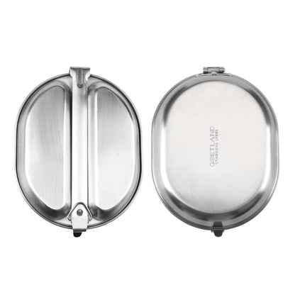 Goetland 304 Stainless Steel US Military Mess Kit Plate Set GI Type Outdoor Camping Hiking Picnic BBQ Beach