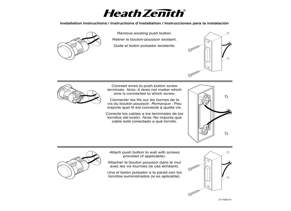 Heath/Zenith SL-7366-02 Wireless Plug-In Door Chime Kit with Molded Plastic Cover, White