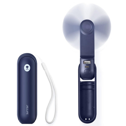 JISULIFE Portable Handheld Fan, Mini 3 In 1 with Rechargeable Battery, Personal Pocket Fan for Travel, Outdoor, USB Power Bank, Flashlight, Essential Ideal Gifts for Summer/Concert/Vacation - Blue