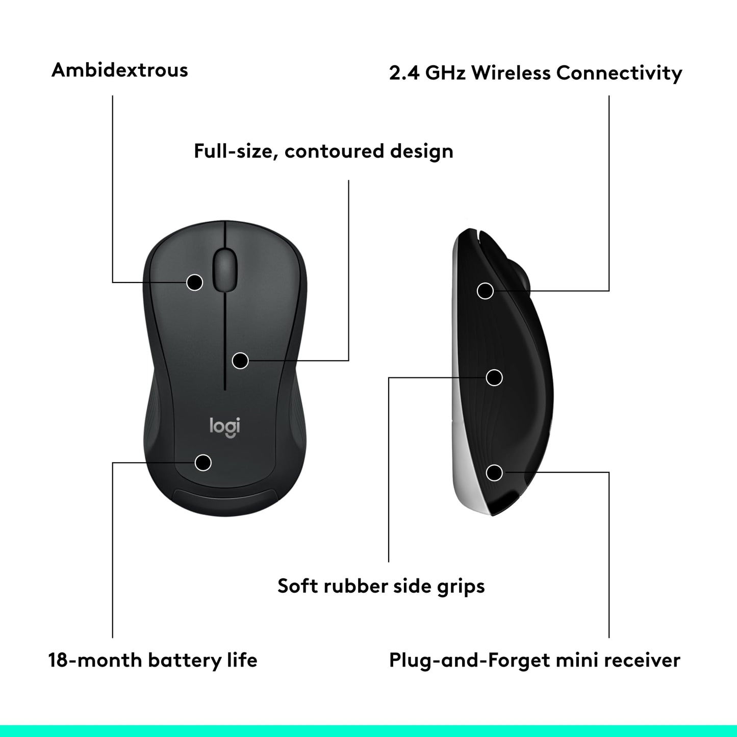 Logitech MK540 Advanced Wireless Keyboard and Mouse Combo for Windows, 2.4 GHz Unifying USB-Receiver, Multimedia Hotkeys, 3-Year Battery Life, for PC, Laptop