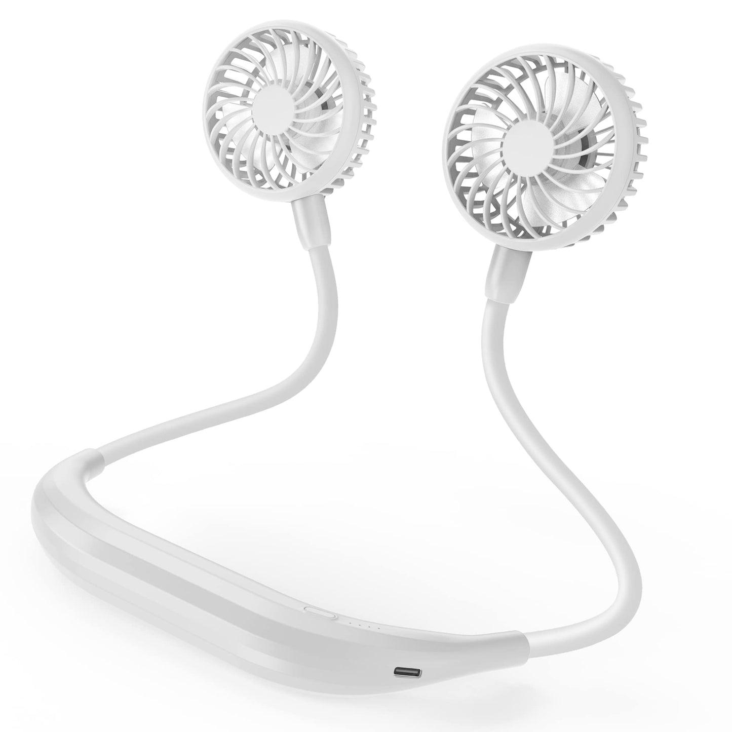 AMACOOL Neck Fan Battery Operated Neckband Fan Hand-Free Wearable Personal Fan for Hot Flashes Home Office Travel Outdoor Sports (White)