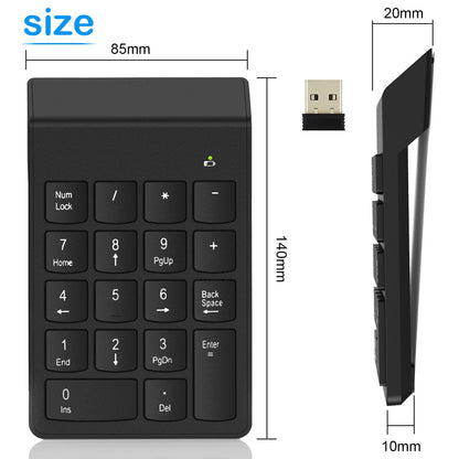 NOOX Wireless Number Pad, Numeric Keypad Numpad Keyboard 10 Key USB Keypad Office Accounting Essentials Desktop Computer Laptops Accessories Compatible Chromebook Notebook EliteBook MateBook etc.