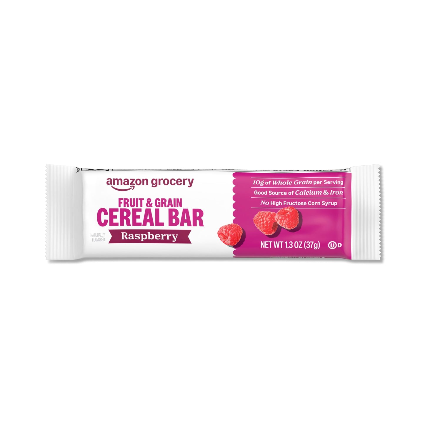 Amazon Grocery, Fruit & Grain Cereal Bars, Raspberry, 1.3 Oz, 8 Ct (Previously Happy Belly, Packaging May Vary)