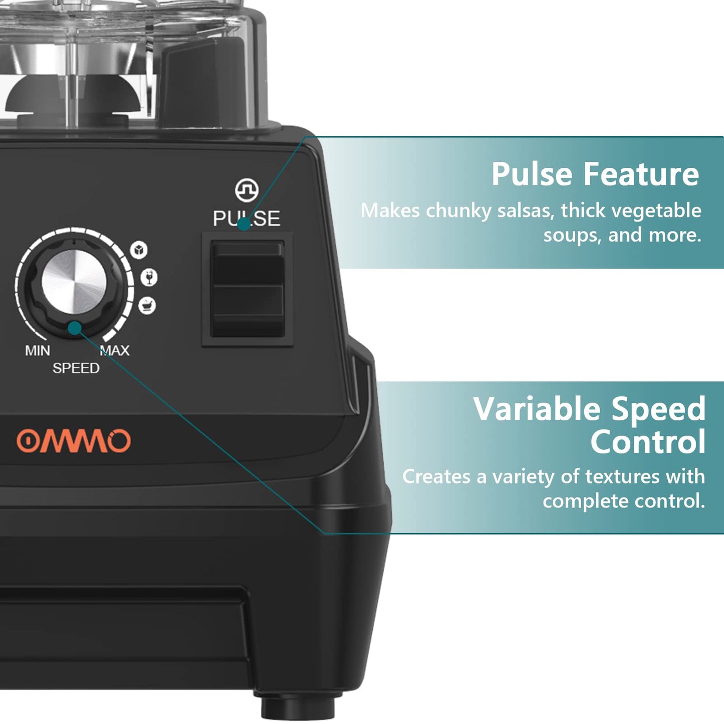 OMMO Blender 1800W, Professional High Speed Countertop Blender with Durable Stainless Steel Blades, 60oz BPA Free Blender for Shakes and Smoothies, Nuts, Ice and Fruits, Dishwasher Safe