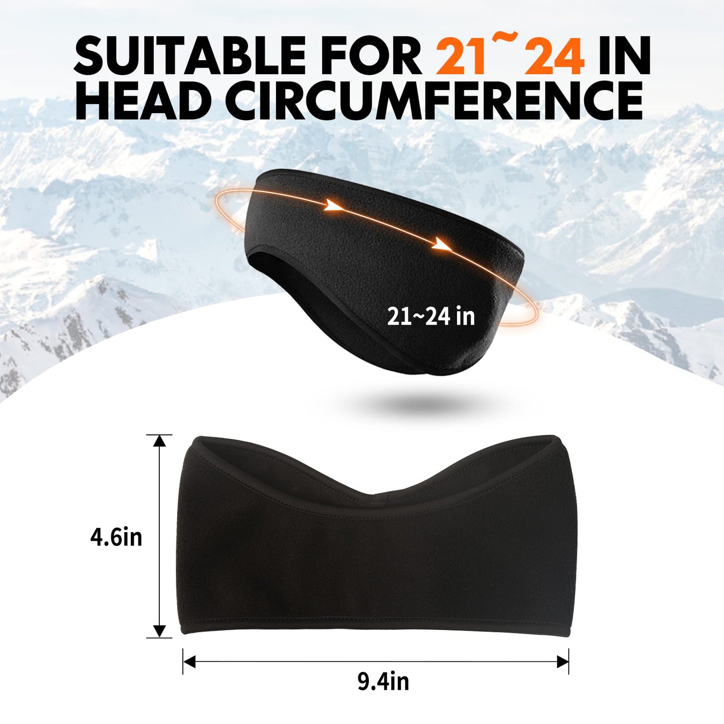 Lauzq Winter Fleece Ear Warmers Muffs Headband for Men Women Kids Ski Running Cycling