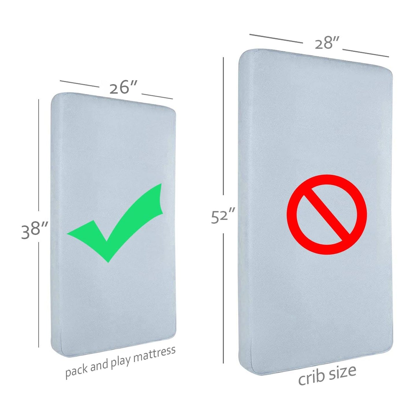 Pack and Play Mattress Pad Protector 2 Pack Waterproof, Cotton Fabric Absorbent, Soft Pack and Play Sheets, Fits Graco Play Yards, Baby Portable Mini Cribs. Foldable Mini Crib Sheets Cover