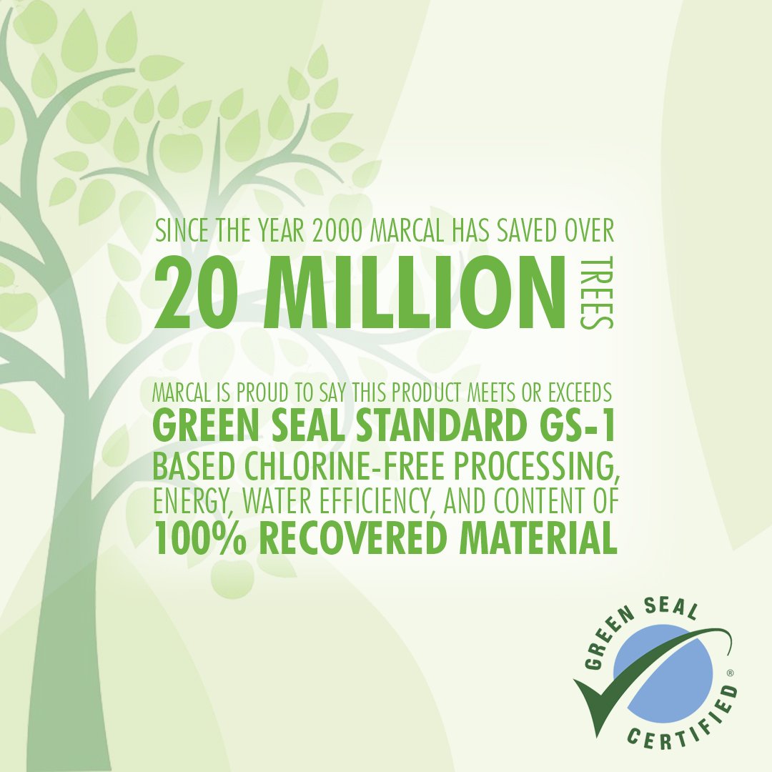 Marcal Pro Toilet Paper 100% Recycled - 2 Ply, White Bath Tissue, 242 Sheets Per Roll - 48 Individually Wrapped Rolls Per Case Green Seal Certified Toilet Paper 03001