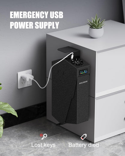 HOLEWOR Gun Safe, Biometric Pistol Safe Fingerprint Quick Access Drop Down Handgun Safe Single Mount Pistol Case for Desk Bedside Nightstand