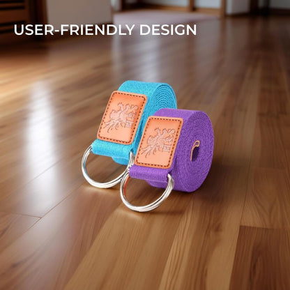 H&S Yoga Straps for Pilates & Gym Workouts - 1.85 and 2.45m Adjustable Strap for Yoga Stretching & Exercise - Extra Long Cotton Belts for Gymnastics Equipment for Home