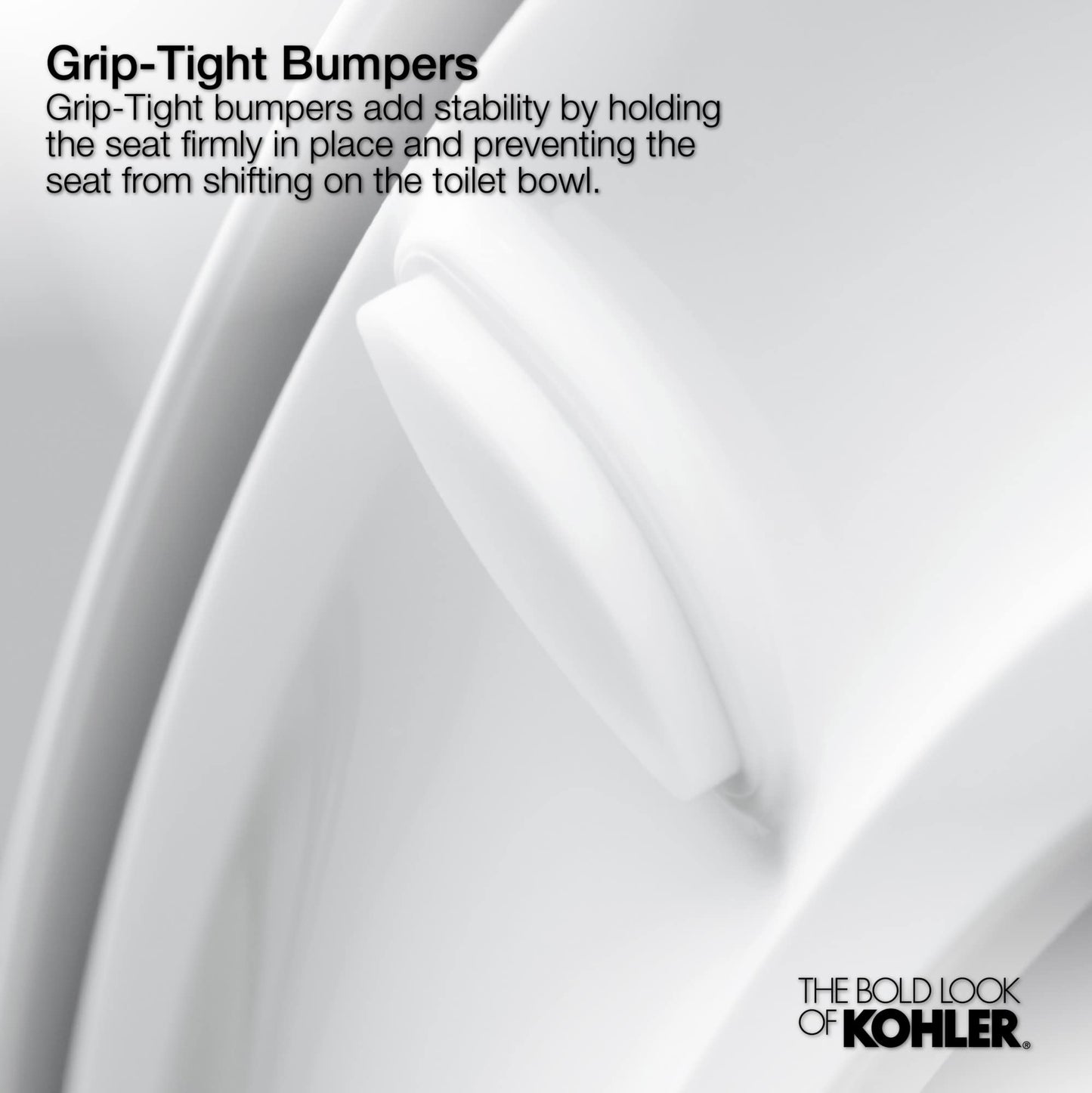 KOHLER K-4636-95 Cachet Elongated, Grip Tight Bumpers, Quiet-Close Release Hinges, Quick-Attached Hardware, No Slam Toilet Seat, Ice Grey