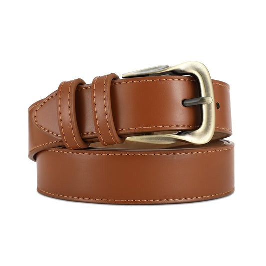 RISANTRY Women Leather Belts Brown Vintage Buckle Belt for Women Stylish Accessory Perfect for Jeans Dresses