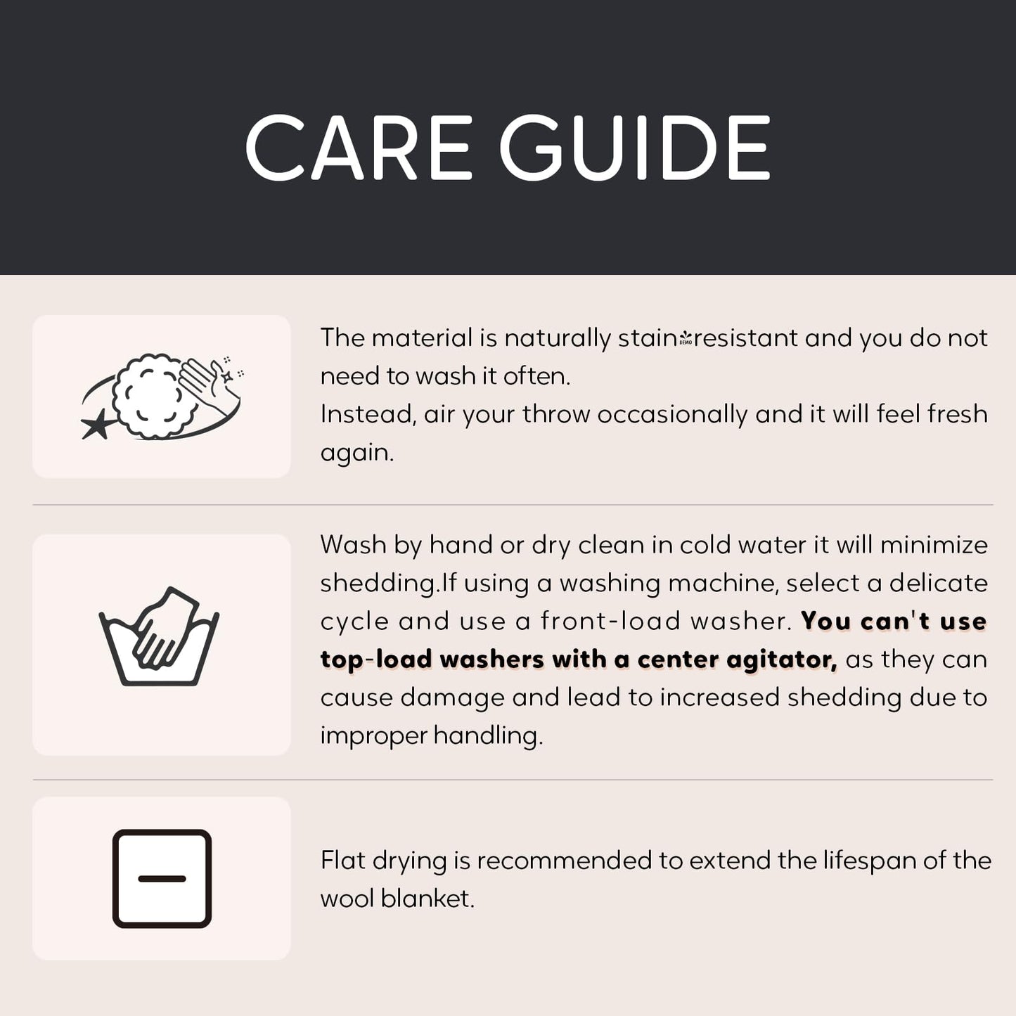 Molithe 100% Wool Blanket, 62" x 86", Warm, Thick, Washable, Military Wool Blanket, Great for Camping, Outdoors, Sporting Events, Survival Kits,Carbon Black