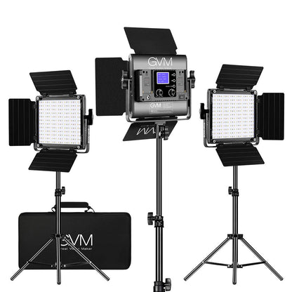 GVM RGB LED Video Lighting Kit, 800D Studio Video Lights with Panel, APP Control for YouTube Photography Lighting, , 3200K-5600K, 8 Kinds of The Scene Lights, 3 Packs
