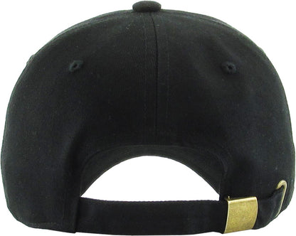 KB-Low BLK Classic Cotton Dad Hat Adjustable Plain Cap. Polo Style Low Profile (Unstructured) (Classic) Black Adjustable
